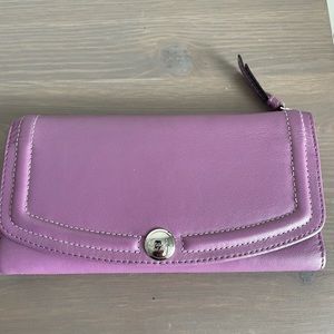 Pink Leather Coach Snap Wallet